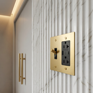 Satin Brass Toggle Switch + Outlet with USB-C & USB-A 2G