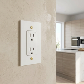 Ivory White & Brass Duplex Outlet - 1G
