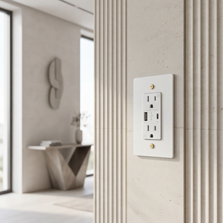 Ivory White & Brass Duplex Outlet with USB-C & USB-A - 1G