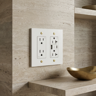 Ivory White & Brass Outlet + Outlet with USB-C & USB-A 2G