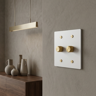 Ivory White & Brass Dimmer - 2G