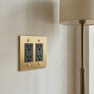 Satin Brass Duplex Outlet - 2G