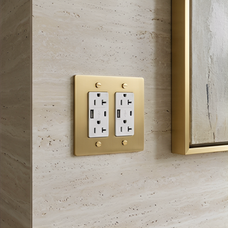 Satin Brass Duplex Outlet with USB-C & USB-A - 2G