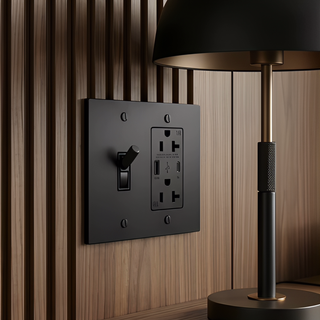 Matte Black Toggle Switch + Outlet with USB-C & USB-A 2G