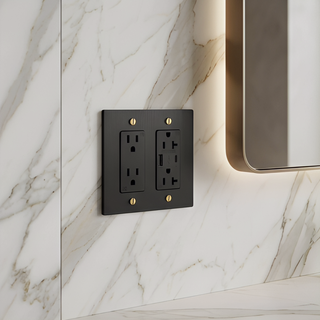 Matte Black & Brass Outlet + Outlet with USB-C & USB-A 2G