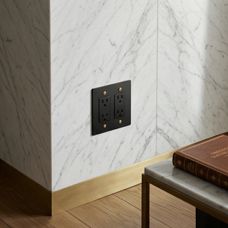 Matte Black & Brass Duplex Outlet - 2G