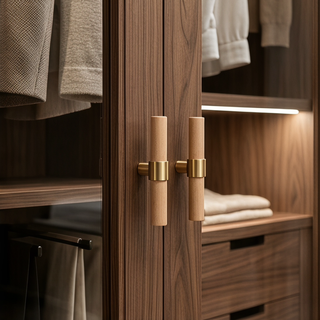 Hartwell Wood & Brass T-Bar Cabinet Knob