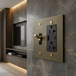 Aged Brass Toggle Switch + Outlet with USB-C & USB-A 2G