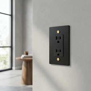 Matte Black & Brass Duplex Outlet - 1G