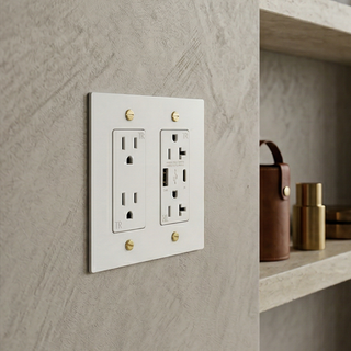 Ivory White & Brass Outlet + Outlet with USB-C & USB-A 2G