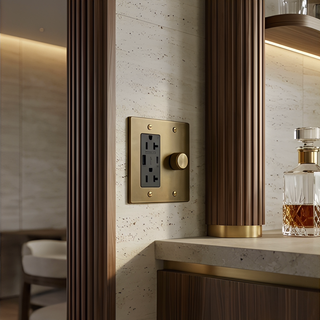 Aged Brass Dimmer + Outlet with USB-C & USB-A 2G