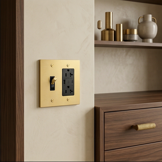 Satin Brass Toggle Switch + Outlet with USB-C & USB-A 2G
