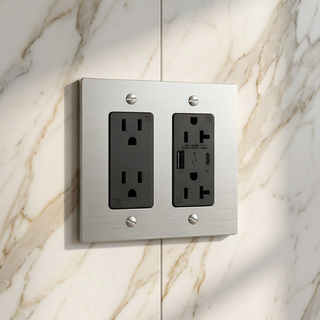 Stainless Steel Outlet + Outlet with USB-C & USB-A 2G