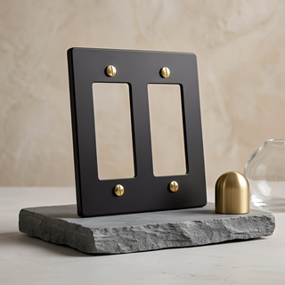 Matte Black & Brass Cover Plate - 2G