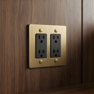 Satin Brass Duplex Outlet - 2G
