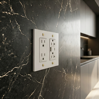 Ivory White & Brass Outlet + Outlet with USB-C & USB-A 2G