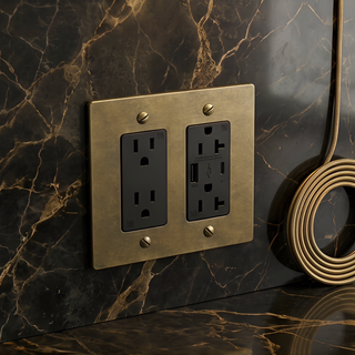 Aged Brass Outlet + Outlet with USB-C & USB-A 2G