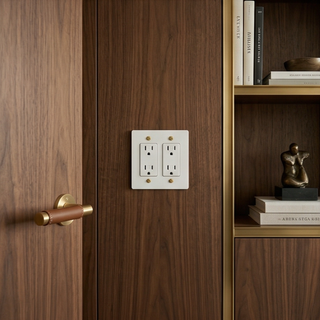 Ivory White & Brass Duplex Outlet - 2G