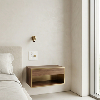 Ivory White & Brass Dimmer + Outlet 2G