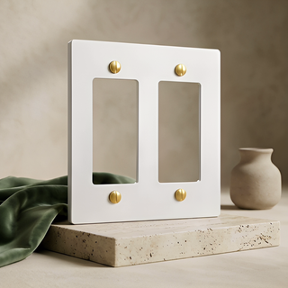 Ivory White & Brass Cover Plate - 2G