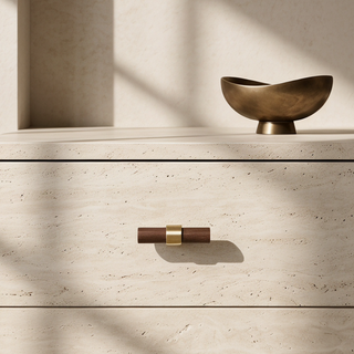 Hartwell Wood & Brass T-Bar Cabinet Knob