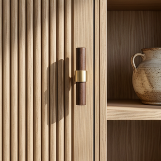 Hartwell Wood & Brass T-Bar Cabinet Knob