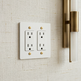 Ivory White & Brass Duplex Outlet - 2G