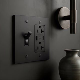 Matte Black Toggle Switch + Outlet with USB-C & USB-A 2G