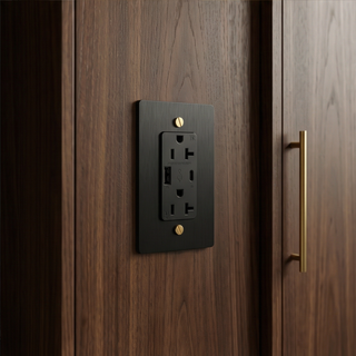 Matte Black & Brass Duplex Outlet with USB-C & USB-A - 1G