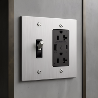 Stainless Steel Toggle Switch + Outlet with USB-C & USB-A 2G