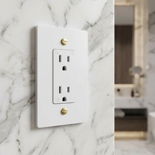 Ivory White & Brass Duplex Outlet - 1G