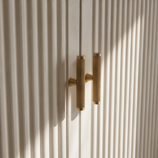 Aure Mercer T-Bar Knob - Knurled - Satin brass