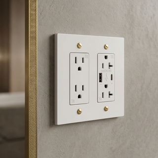 Ivory White & Brass Outlet + Outlet with USB-C & USB-A 2G