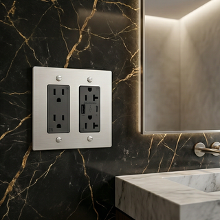 Stainless Steel Outlet + Outlet with USB-C & USB-A 2G
