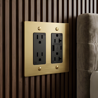 Satin Brass Outlet + Outlet with USB-C & USB-A 2G