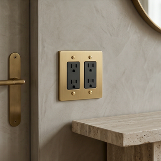 Satin Brass Duplex Outlet - 2G