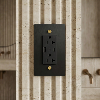 Matte Black & Brass Duplex Outlet with USB-C & USB-A - 1G