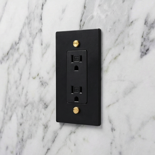 Matte Black & Brass Duplex Outlet - 1G