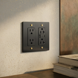Matte Black & Brass Outlet + Outlet with USB-C & USB-A 2G