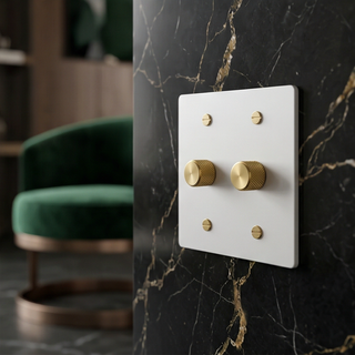Ivory White & Brass Dimmer - 2G