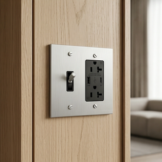Stainless Steel Toggle Switch + Outlet with USB-C & USB-A 2G