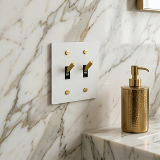 2G Toggle Switch White & Brass