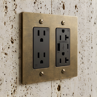 Aged Brass Outlet + Outlet with USB-C & USB-A 2G