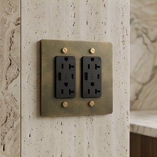 Aged Brass with Patina Duplex Outlet with USB-C & USB-A - 2G