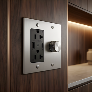 Stainless Steel Dimmer + Outlet with USB-C & USB-A 2G