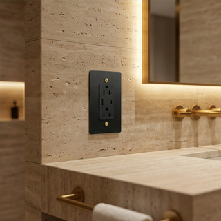 Matte Black & Brass Duplex Outlet with USB-C & USB-A - 1G