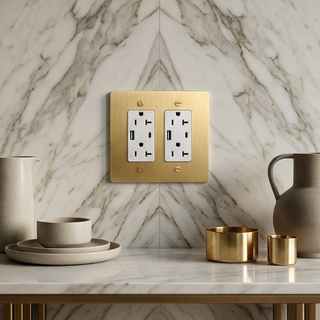 Satin Brass Duplex Outlet with USB-C & USB-A - 2G