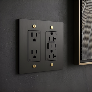 Matte Black & Brass Outlet + Outlet with USB-C & USB-A 2G