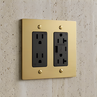 Ivory White & Brass Outlet + Outlet with USB-C & USB-A 2G
