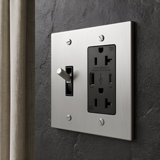 Stainless Steel Toggle Switch + Outlet with USB-C & USB-A 2G